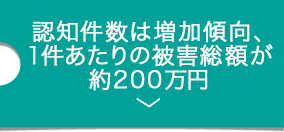 認知件数は増加傾向、１件あたりの被害総額が約200万円